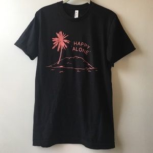 HAPPY ALONE Black T-shirt